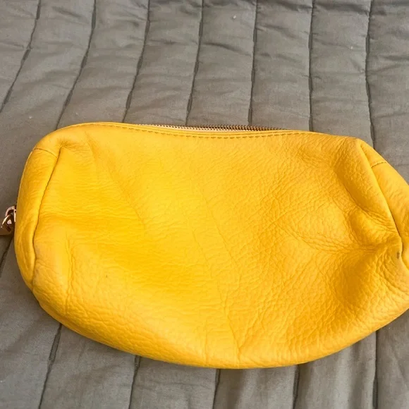 Yellow Hammitt Leather Clutch Pouch Make-Up bag. Fair condition - Picture 7 of 8